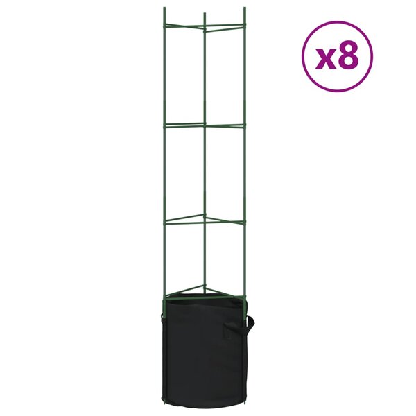 vidaXL Cages à tomates avec sacs à plantes 8 Pièces 154 cm acier et PP