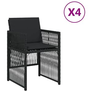 vidaXL Chaises de jardin lot de 4 avec coussins noir résine tressée