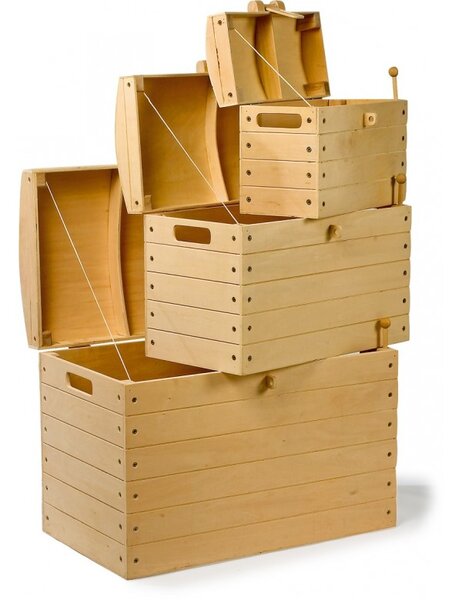 Lot de 3 malles, Caisse de pirates en bois naturel >