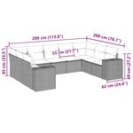 vidaXL Salon de jardin 9 Pièces avec coussins noir résine tressée