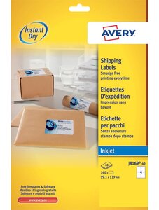 160 étiquettes d'expédition blanches adhésives personnalisables. 99,1x139mm avery