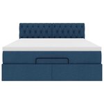 VidaXL Cadre de lit ottoman avec matelas bleu 140x200 cm tissu