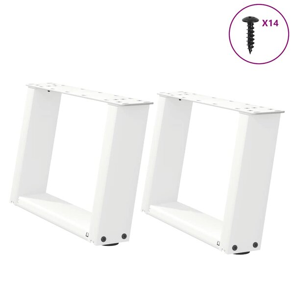 vidaXL Pieds de table basse en U  2 pièces  blanc  50 x (30-31) cm  acier