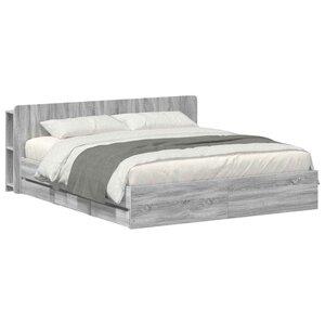vidaXL Cadre de lit avec rangement Sonoma gris 180 x 200 cm