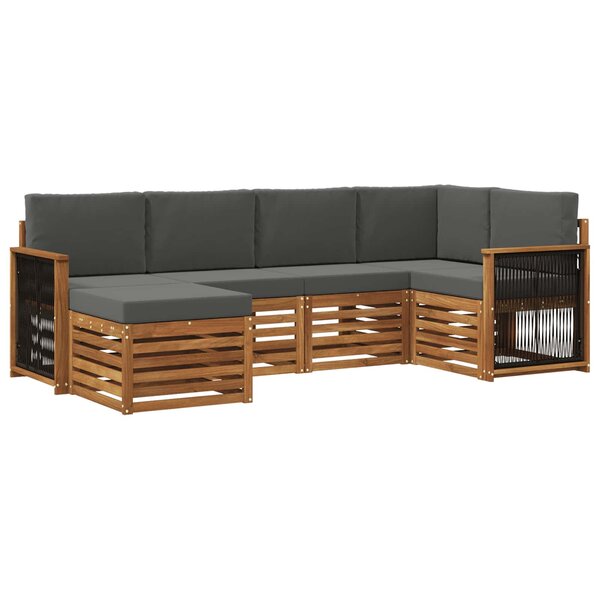vidaXL Ensemble de canapés d'extérieur 5 pc Naturel et Anthracite