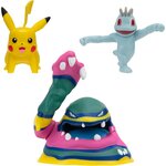 Jazwares PKW3597 - Figurines Pokémon de bataille Pikachu  Machollo et Alola-Sleimok