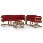 vidaXL Salon de jardin 6 Pièces avec coussins rouge bordeaux