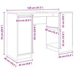 vidaXL Bureau gris béton 120x42x76 cm bois d'ingénierie