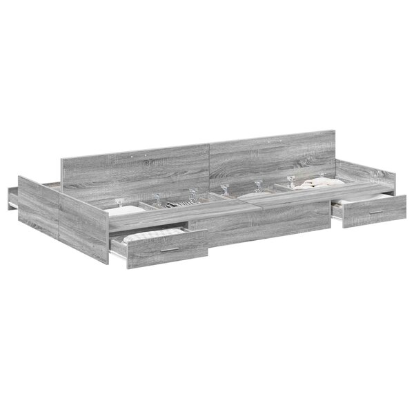 vidaXL Cadre de lit avec rangement Gris Sonoma 120 x 190 cm