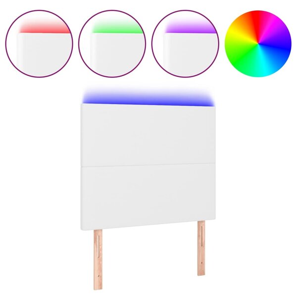 vidaXL Tête de lit à LED Blanc 80x5x118/128 cm Similicuir
