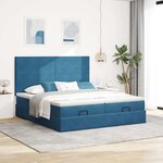 vidaXL Cadre de lit ottoman avec matelas bleu foncé 200x200 cm velours