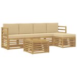 vidaXL Ensemble de canapés d'extérieur 6 pc Blanc et Beige Polyester