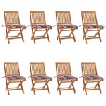 vidaXL Chaises pliables de jardin avec coussins lot de 8 Teck solide