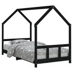 vidaXL Cadre de lit pour enfants noir 90x190 cm bois de pin massif