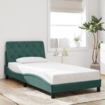 vidaXL Cadre de lit avec LED sans matelas vert foncé 100x200cm velours