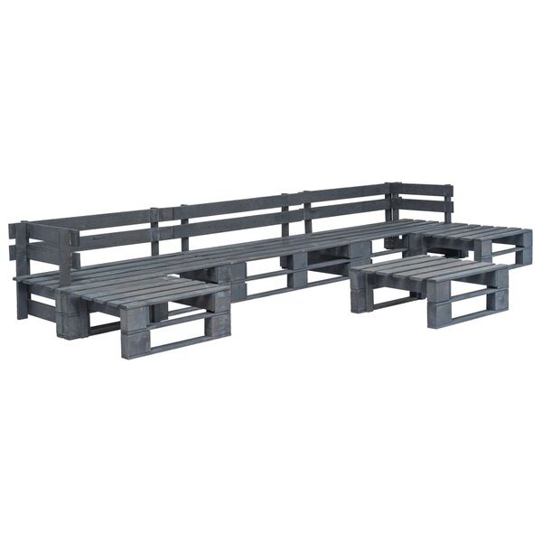 Salon de jardin meuble d'extérieur ensemble de mobilier palette 6 pièces bois gris 02_0018465