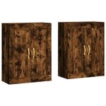 vidaXL Armoires murales 2 Pièces chêne fumé bois d'ingénierie