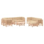 vidaXL Salon de jardin 10 Pièces avec coussins bois massif