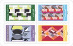Carnet de 12 timbres - Motifs décoratifs - Lettre verte