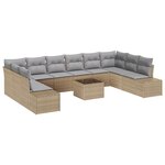 vidaXL Ensemble de canapé de jardin 11 Pièces Beige polyrotin