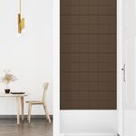 vidaXL Panneaux muraux 12 Pièces Marron 90x30 cm Tissu 3 24 m²