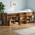 vidaXL Cadre de Lit Élevé pour Enfants 2 Pièces Bois ancien