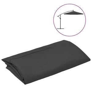 vidaXL Tissu de remplacement pour parasol déporté anthracite 300 cm