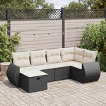 vidaXL Salon de jardin 6 Pièces avec coussins noir résine tressée