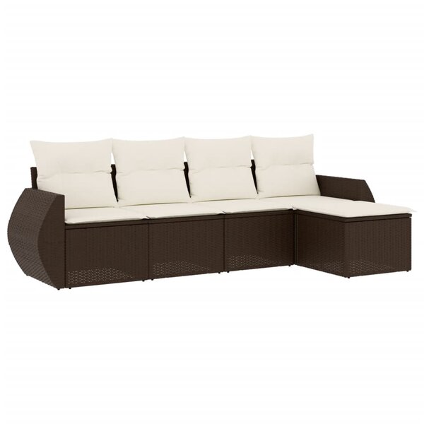vidaXL Salon de jardin avec coussins 5 Pièces marron résine tressée