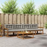 vidaXL Ensemble de canapés d'extérieur 5 Pièces Gris Naturel et Clair