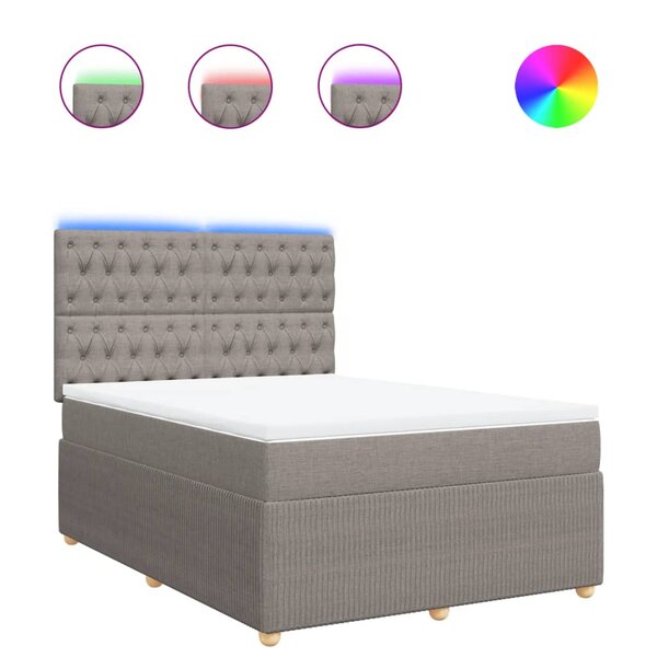 vidaXL Sommier à lattes de lit avec matelas Taupe 160x200 cm Tissu