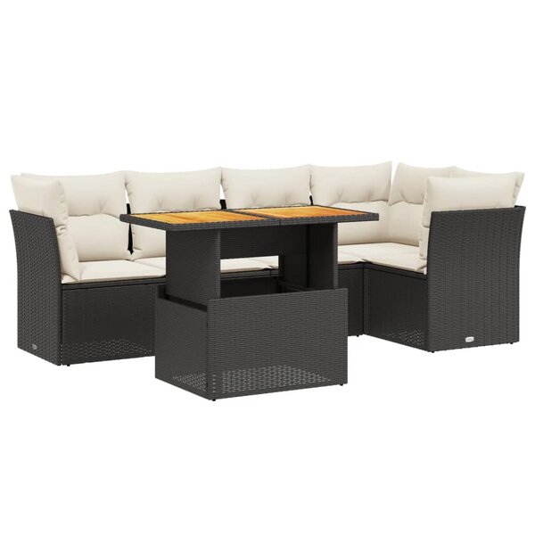 vidaXL Salon de jardin 5 Pièces avec coussins noir résine tressée