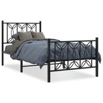 vidaXL Cadre de lit métal sans matelas avec pied de lit noir 90x190 cm