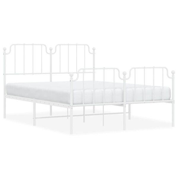 vidaXL Cadre de lit métal sans matelas et pied de lit blanc 140x190 cm