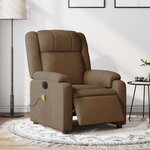vidaXL Fauteuil inclinable de massage électrique marron tissu