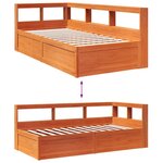 vidaXL Lit bibliothèque sans matelas cire marron 100x200 cm pin massif