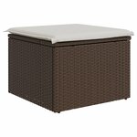 vidaXL Tabouret de jardin avec coussin brun 55x55x37 cm résine tressée