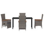 vidaXL Set de salle à manger de jardin de 5 pièces avec coussins Gris Rotin synthétique