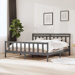 vidaXL Cadre de lit Gris Bois massif 200x200 cm