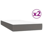 vidaXL Sommier à lattes de lit avec matelas Gris 200x200 cm Similicuir