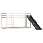 vidaXL Lit superposé avec toboggan et rideaux bleu 90x200 cm