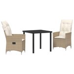 vidaXL Ensemble de salle à manger pour jardin 3 Pièces Beige Poly rotin
