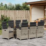 vidaXL Ensemble de salle à manger pour jardin 9 Pièces Gris clair