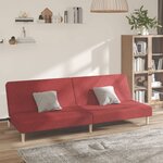 vidaXL Canapé-lit à 2 places Rouge bordeaux Tissu