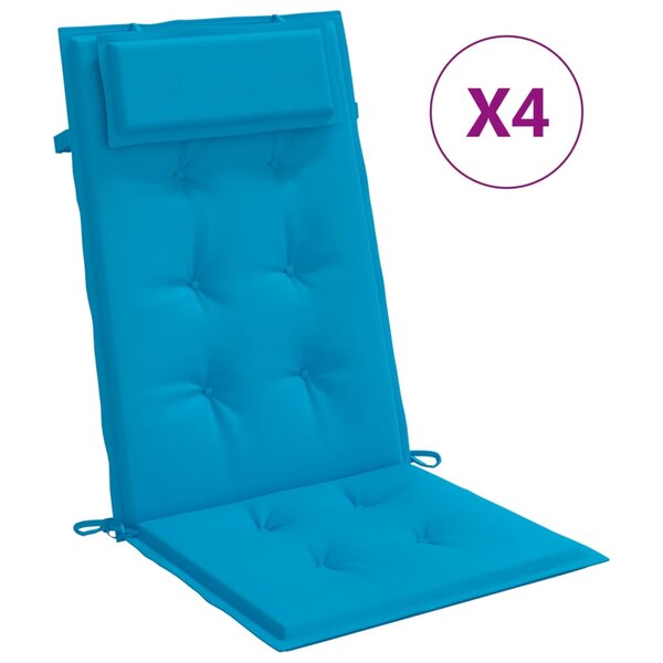 vidaXL Coussins de chaise à dossier haut lot de 4 bleu clair