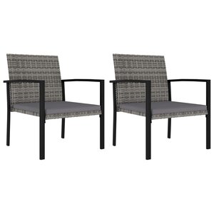 vidaXL Chaises à manger de jardin lot de 2 Résine tressée Gris