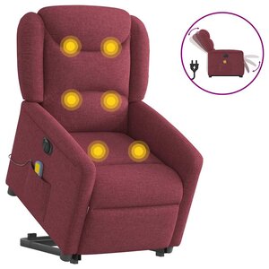vidaXL Fauteuil inclinable de massage électrique Rouge bordeaux Tissu