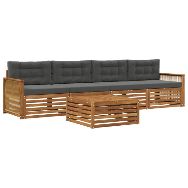 vidaXL Ensemble de canapés d'extérieur 5 Pièces Naturel et Anthracite