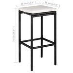 vidaXL Ensemble de bar de jardin 5 Pièces et coussins Résine tressée Noir