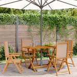 vidaXL Chaises inclinables de jardin lot de 4 taupe tissu bois massif
